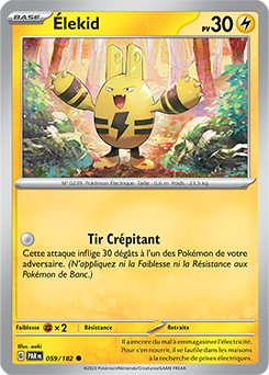 Carte Pokémon Communes Élekid 59/182 de la série Faille Paradoxe
