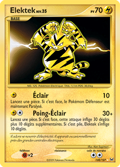 Carte Pokémon Elektek 128/127 de la série Platine en vente au meilleur prix