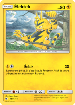 Carte Pokémon Élektek 71/214 de la série Tonnerre Perdu en vente au meilleur prix