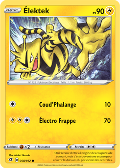 Carte Pokémon Élektek 58/192 de la série Clash des Rebelles en vente au meilleur prix