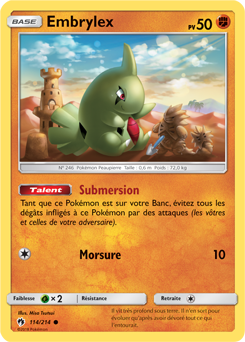 Carte Pokémon Commune Embrylex 114/214 de la série Tonnerre Perdu