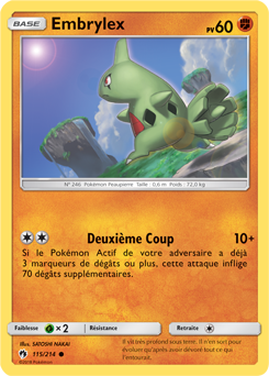 Carte Pokémon Commune Embrylex 115/214 de la série Tonnerre Perdu