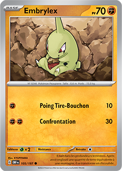 Carte Pokémon Embrylex 105/197 de la série Flammes Obsidiennes en vente au meilleur prix