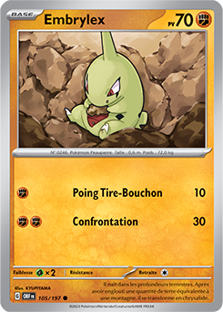 Carte Pokémon Communes Embrylex 105/197 de la série Flammes Obsidiennes