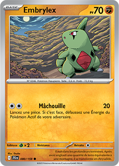 Carte Pokémon Communes Embrylex 80/159 de la série Aventures Ensemble