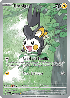 Carte Pokémon Illustration rare Emolga 112/86 de la série Foudre Noire