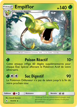 Carte Pokémon Rare Empiflor 15/214 de la série Alliance Infallible