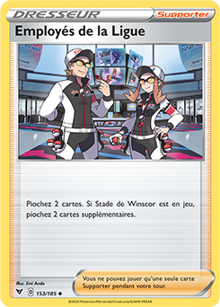 Carte Pokémon Peu commune Employés de la Ligue 153/185 de la série Voltage Éclatant