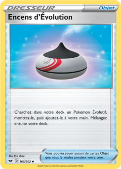 Carte Pokémon Peu commune Encens d'Évolution 163/202 de la série Épée et Bouclier