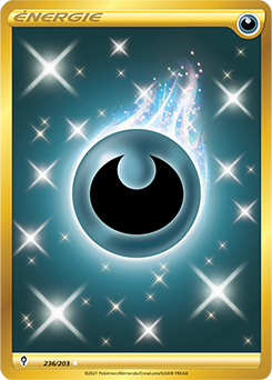 Carte Pokémon Énergie gold EB Énergie Obscurité 236/203 de la série Évolution Céleste