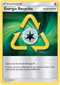 Carte Pokémon Peu commune Énergie Recyclée 212/236 de la série Harmonie des Esprits