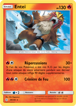 Carte Pokémon Entei 28/236 de la série Éclipse Cosmique en vente au meilleur prix