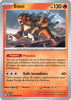 Carte Pokémon Entei 30/197 de la série Flammes Obsidiennes en vente au meilleur prix