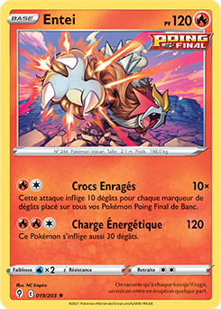 Carte Pokémon Holographique rare Entei 19/203 de la série Évolution Céleste