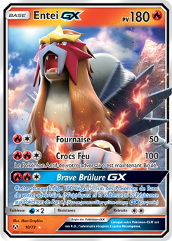 Carte Pokémon Entei GX 10/73 de la série Légendes Brillantes en vente au meilleur prix