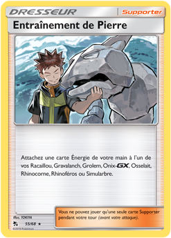 Carte Pokémon Holographique Rare Entraînement de Pierre 55/68 de la série Destinées Occultes