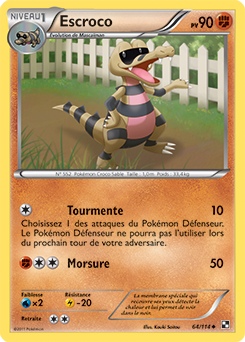 Carte Pokémon Peu commune Escroco 64/114 de la série Noir & Blanc