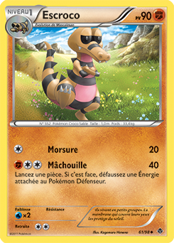 Carte Pokémon Peu commune Escroco 61/98 de la série Pouvoirs Émergents