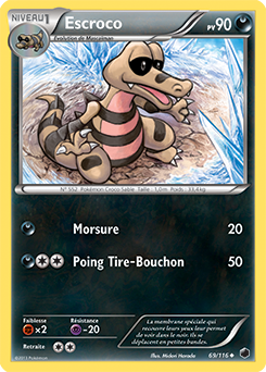Carte Pokémon Peu commune Escroco 69/116 de la série Glaciation Plasma