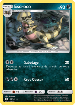 Carte Pokémon Escroco 84/149 de la série Soleil & Lune en vente au meilleur prix