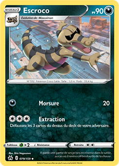 Carte Pokémon Peu commune Escroco 079/159 de la série Zénith Suprême
