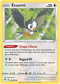 Carte Pokémon Étourmi 145/189 de la série Ténèbres Embrasées en vente au meilleur prix