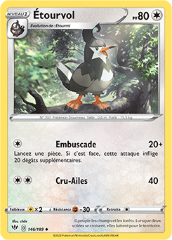 Carte Pokémon Étourvol 146/189 de la série Ténèbres Embrasées en vente au meilleur prix