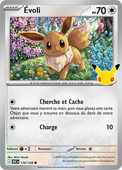 Carte Pokémon Communes Évoli 116/128 de la série 30e Anniversaire