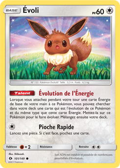 Carte Pokémon Évoli 101/149 de la série Soleil & Lune en vente au meilleur prix