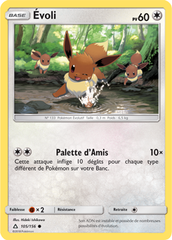 Carte Pokémon Évoli 105/156 de la série Ultra Prisme en vente au meilleur prix