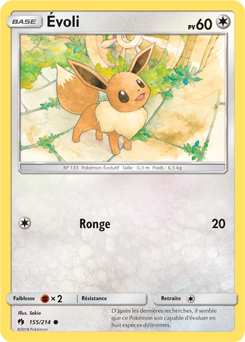 Carte Pokémon Évoli 155/214 de la série Tonnerre Perdu en vente au meilleur prix