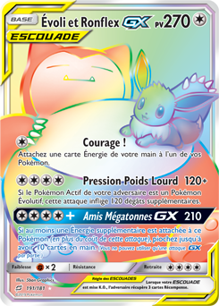 Carte Pokémon Évoli Ronflex GX 191/181 de la série Duo de Choc en vente au meilleur prix