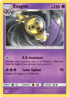 Carte Pokémon Rare Exagide 49/131 de la série Lumière Interdite