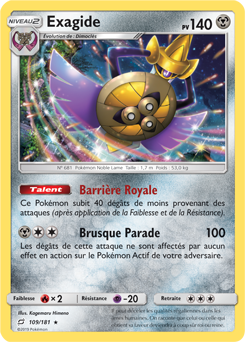 Carte Pokémon Holographique Rare Exagide 109/181 de la série Duo de Choc