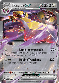 Carte Pokémon Double rare Exagide ex 135/182 de la série Faille Paradoxe