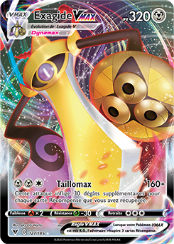 Carte Pokémon Ultra rare VMAX Exagide VMAX 127/185 de la série Voltage Éclatant