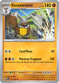 Carte Pokémon Excavarenne 113/197 de la série Flammes Obsidiennes en vente au meilleur prix