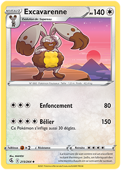 Carte Pokémon Excavarenne 215/264 de la série Poing de Fusion en vente au meilleur prix