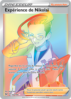Carte Pokémon Rainbow Dresseur Experience de Nikolaï 205/196 de la série Origine Perdue