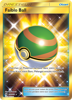 Carte Pokémon Objet Gold SL Faiblo Ball 158/149 de la série Soleil & Lune