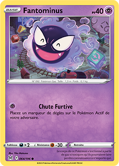 Carte Pokémon Communes Fantominus 064/196 de la série Origine Perdue