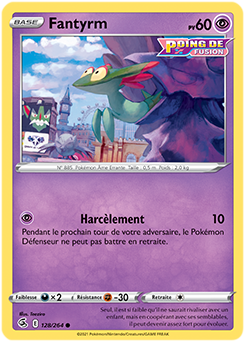 Carte Pokémon Fantyrm 128/264 de la série Poing de Fusion en vente au meilleur prix