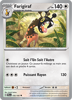 Carte Pokémon Farigiraf 155/193 de la série Évolutions à Paldea en vente au meilleur prix