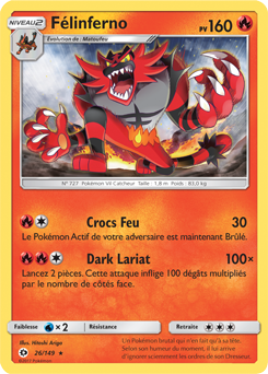 Carte Pokémon Félinferno 26/149 de la série Soleil & Lune en vente au meilleur prix