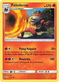 Carte Pokémon Félinferno 17/73 de la série Légendes Brillantes en vente au meilleur prix