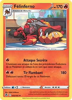 Carte Pokémon Rare Félinferno 032/195 de la série Tempête Argentée