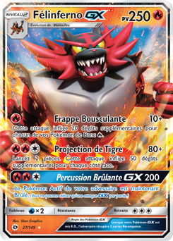 Carte Pokémon Félinferno GX 27/149 de la série Soleil & Lune en vente au meilleur prix