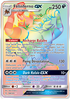 Carte Pokémon Félinferno GX 188/181 de la série Duo de Choc en vente au meilleur prix