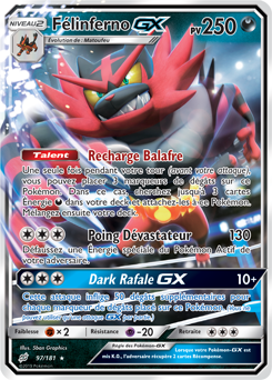 Carte Pokémon Félinferno GX 97/181 de la série Duo de Choc en vente au meilleur prix