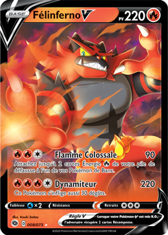 Carte Pokémon Félinferno V 008/073 de la série La Voie du Maître en vente au meilleur prix